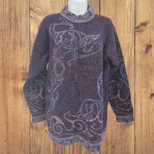 Harley of Scotland Pullover Sweater - Purple Abstract Pattern - Size M